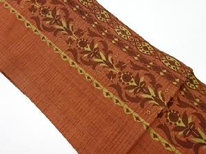 リサイクル　縞に草葉模様織出し名古屋帯